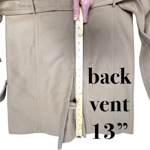 coat J CREW classic camel trench wool nylon cashmere 39" academia preppy French - Picture 13 of 15